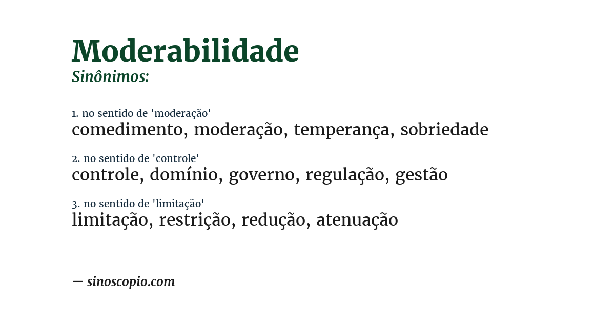 Sinônimo de moderabilidade