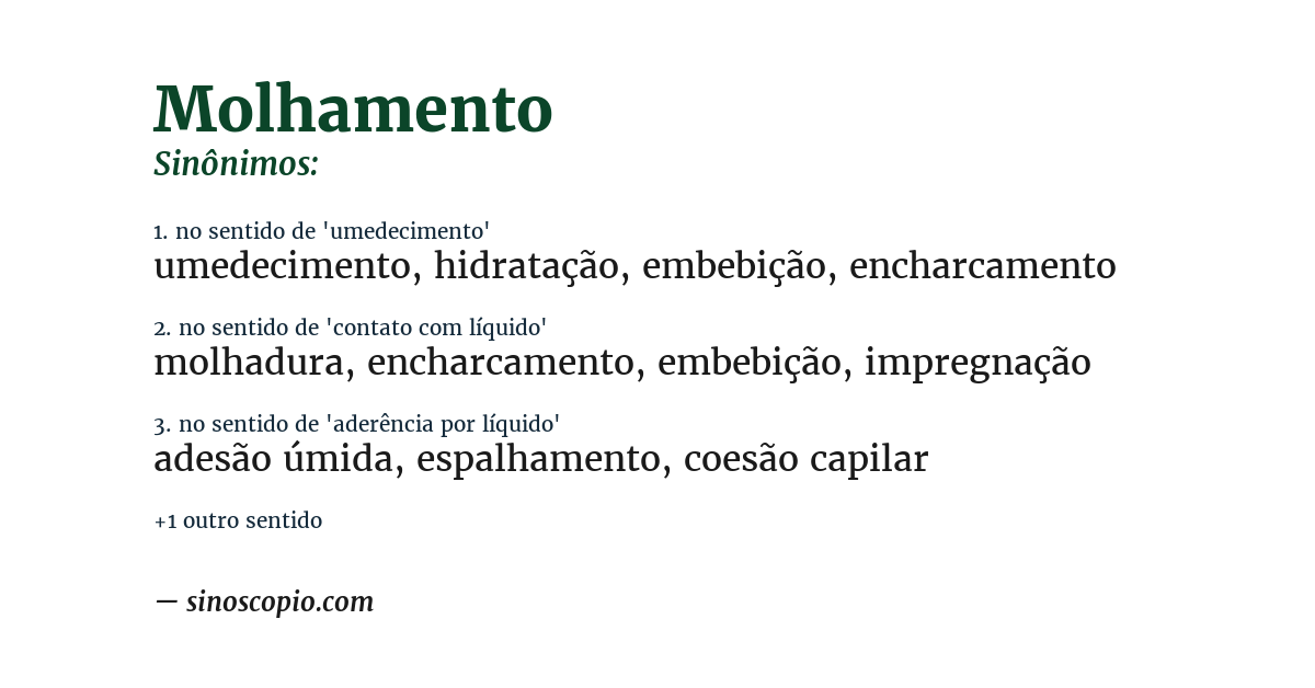 Sinônimo de molhamento