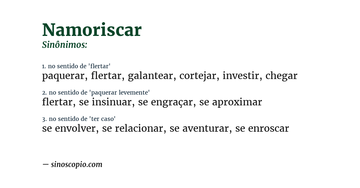 Sinônimo de namoriscar