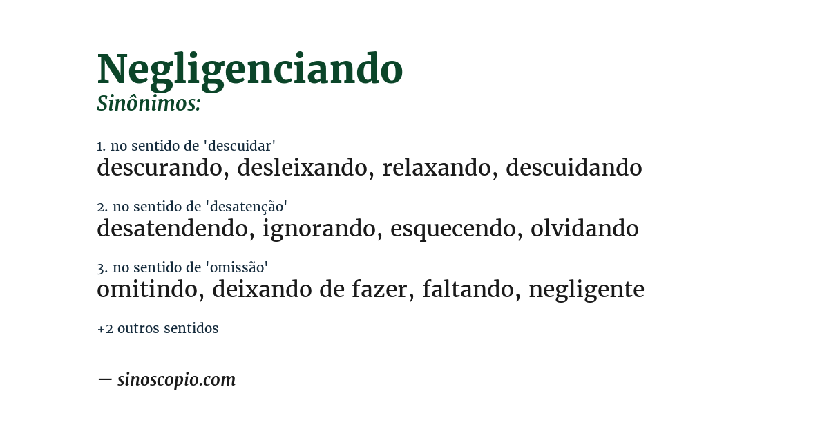 Sinônimo de negligenciando