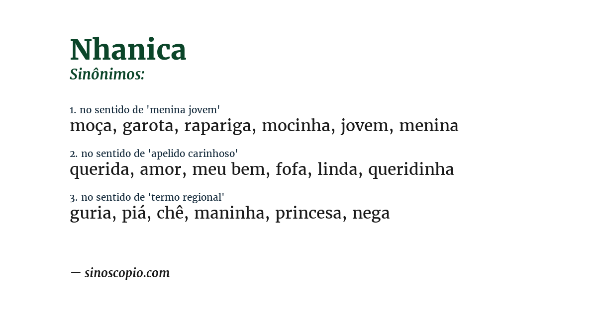 Sinônimo de nhanica