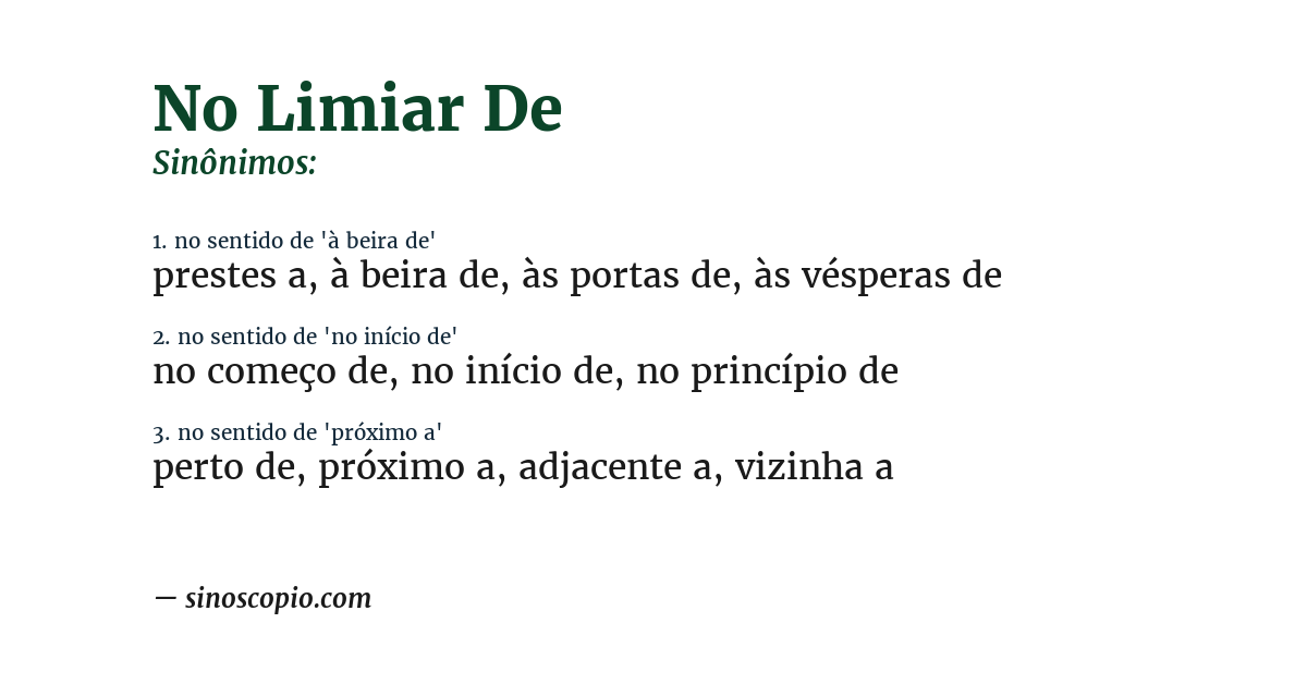 Sinônimo de no limiar de