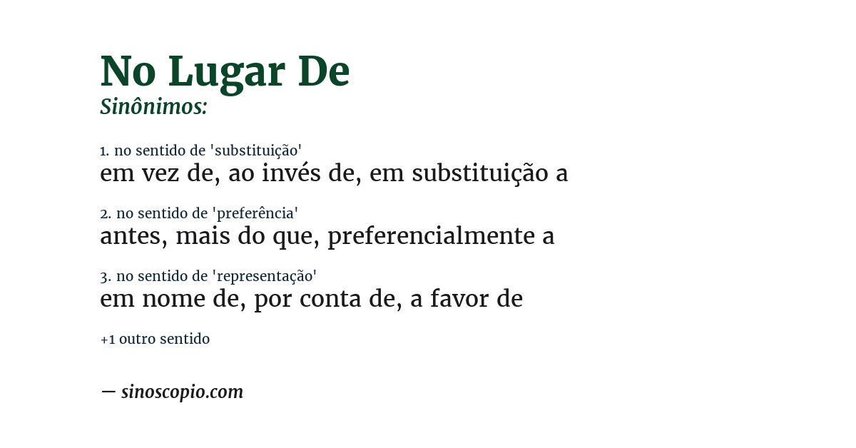 Sinônimo de no lugar de