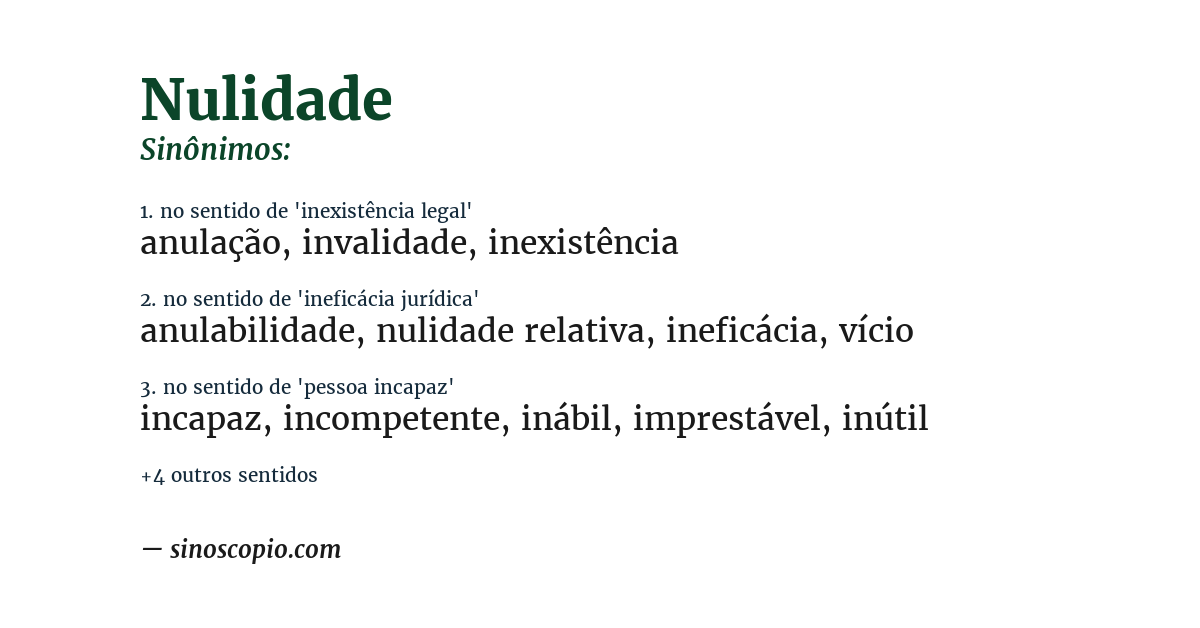 Sinônimo de nulidade