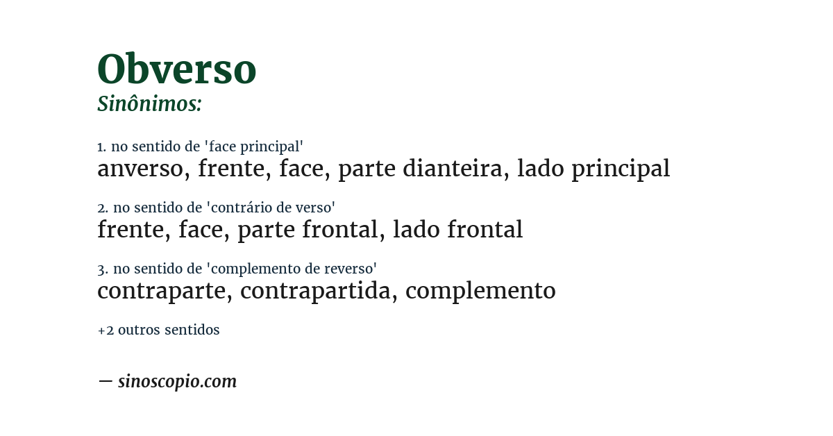 Sinônimo de obverso