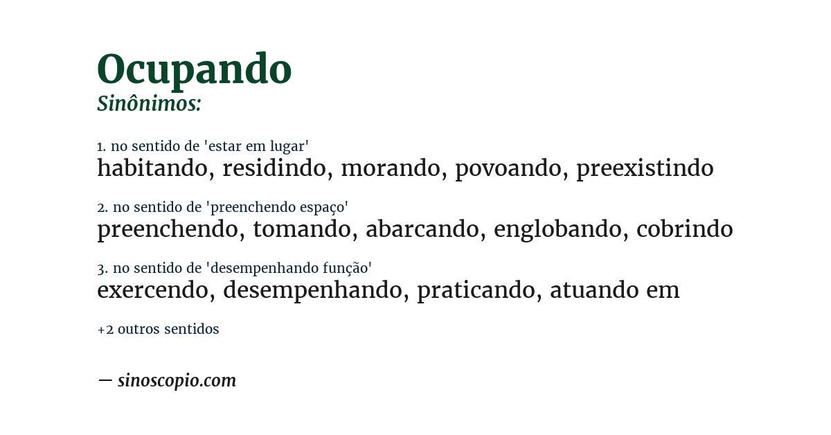 Sinônimo de ocupando