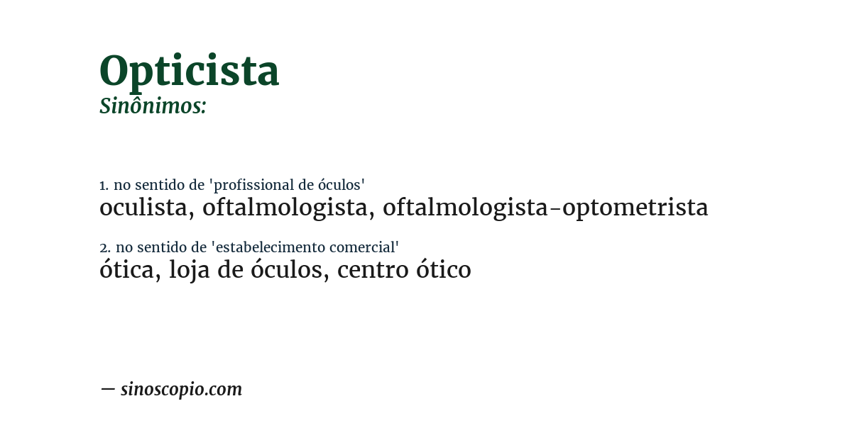 Sinônimo de opticista