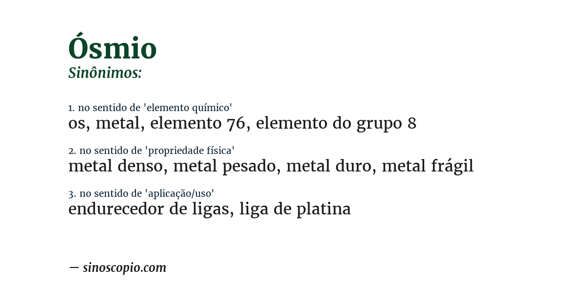 Sinônimo de ósmio