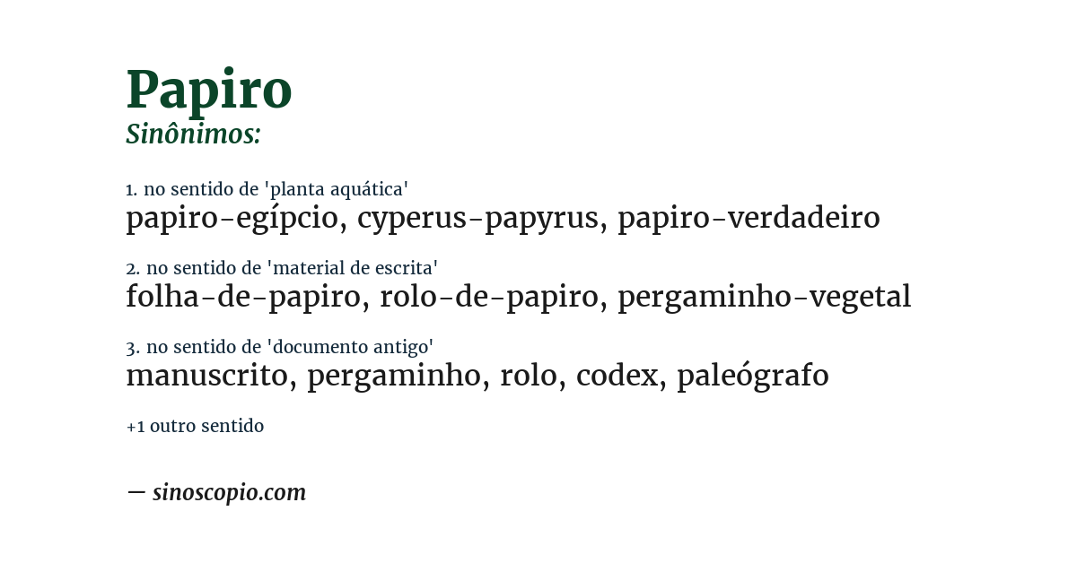 Sinônimo de papiro