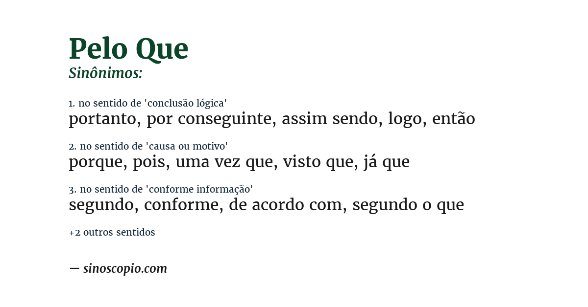 Sinônimo de pelo que