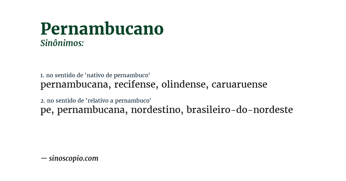 Sinônimo de pernambucano