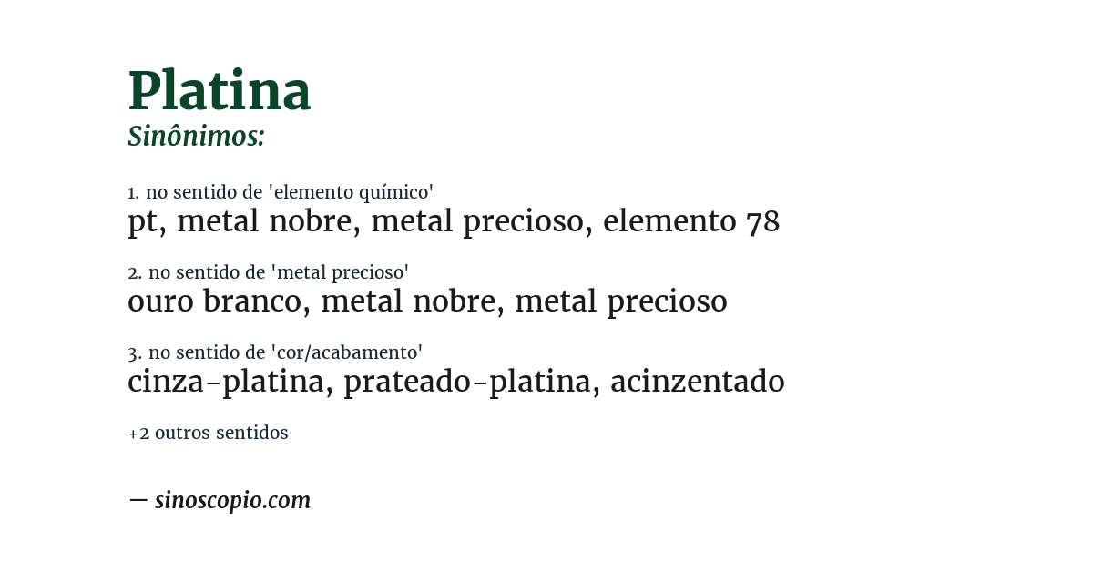 Sinônimo de platina