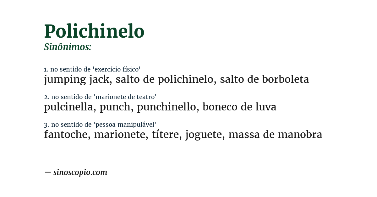 Sinônimo de polichinelo