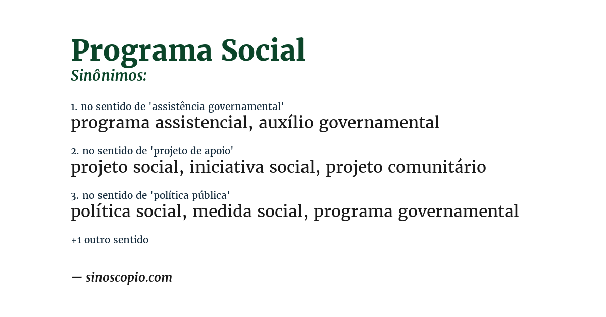 Sinônimo de programa social