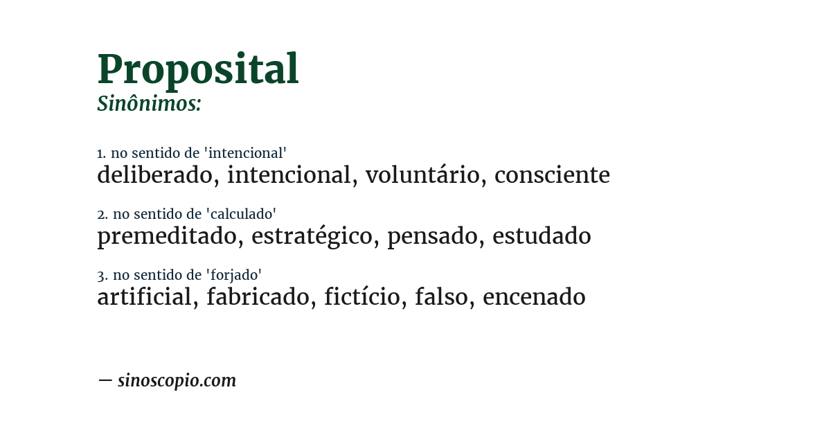 Sinônimo de proposital