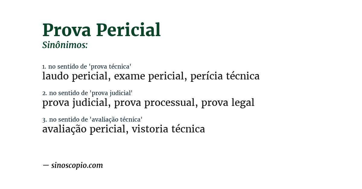 Sinônimo de prova pericial
