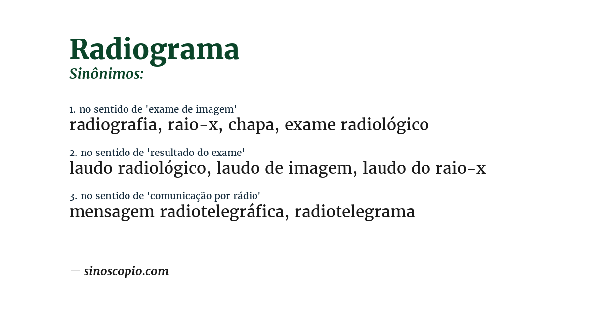 Sinônimo de radiograma