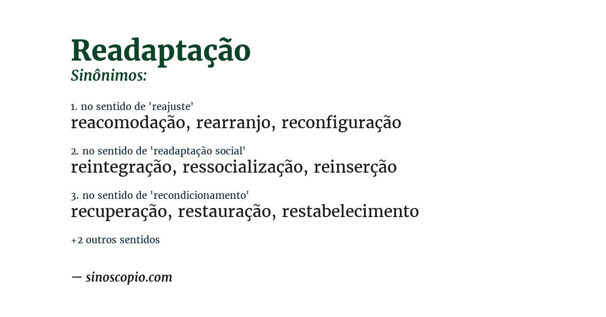 Sinônimo de readaptação