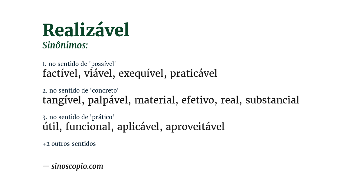 Sinônimo de realizável