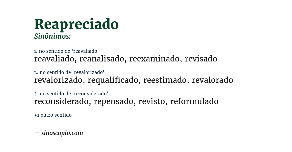 Sinônimo de reapreciado