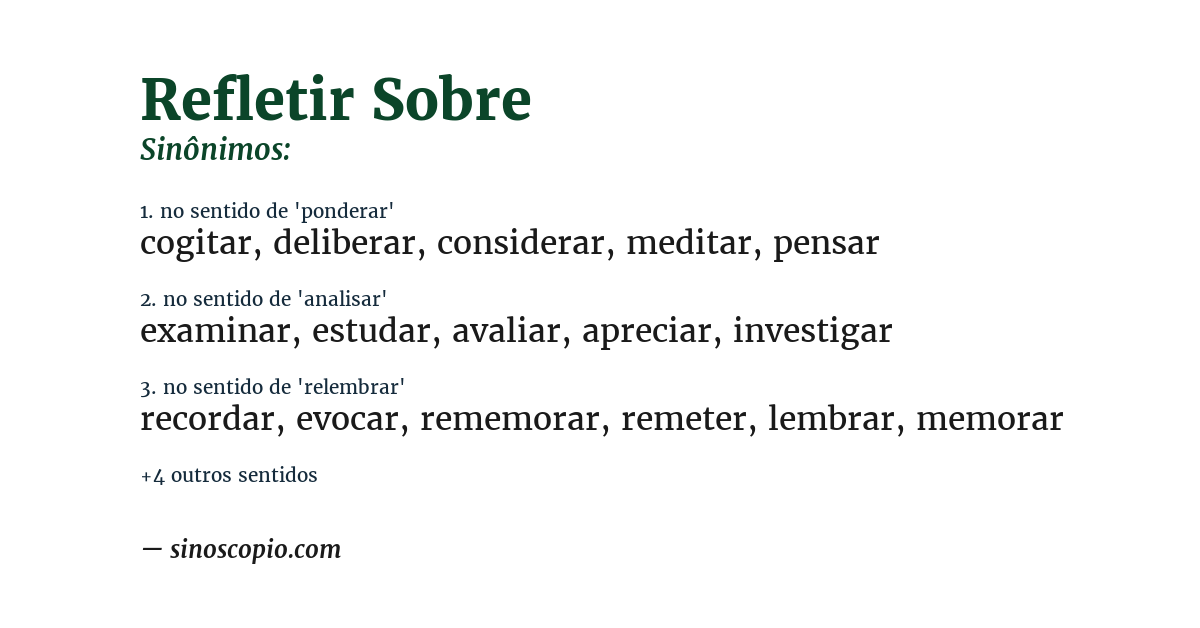 Sinônimo de refletir sobre