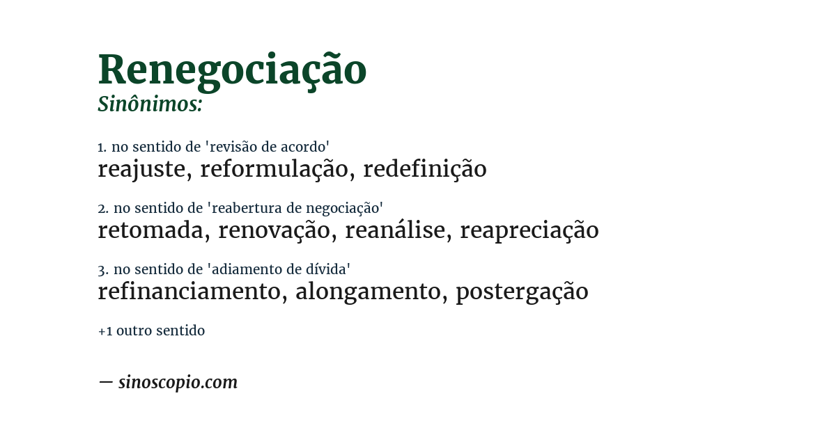 Sinônimo de renegociação