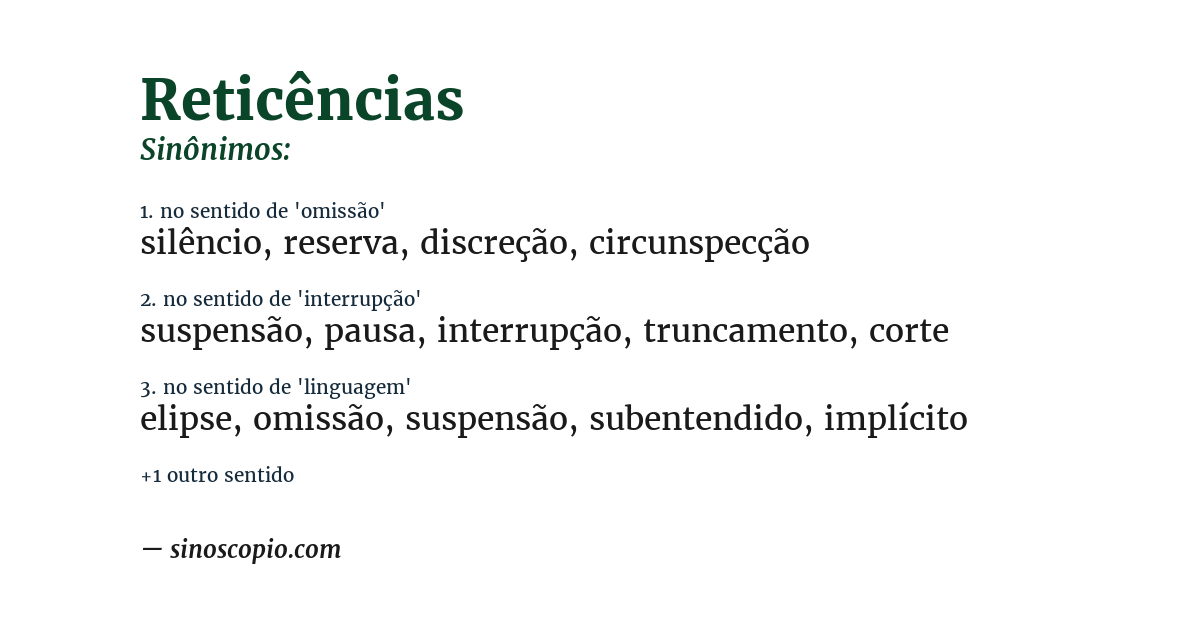 Sinônimo de reticências