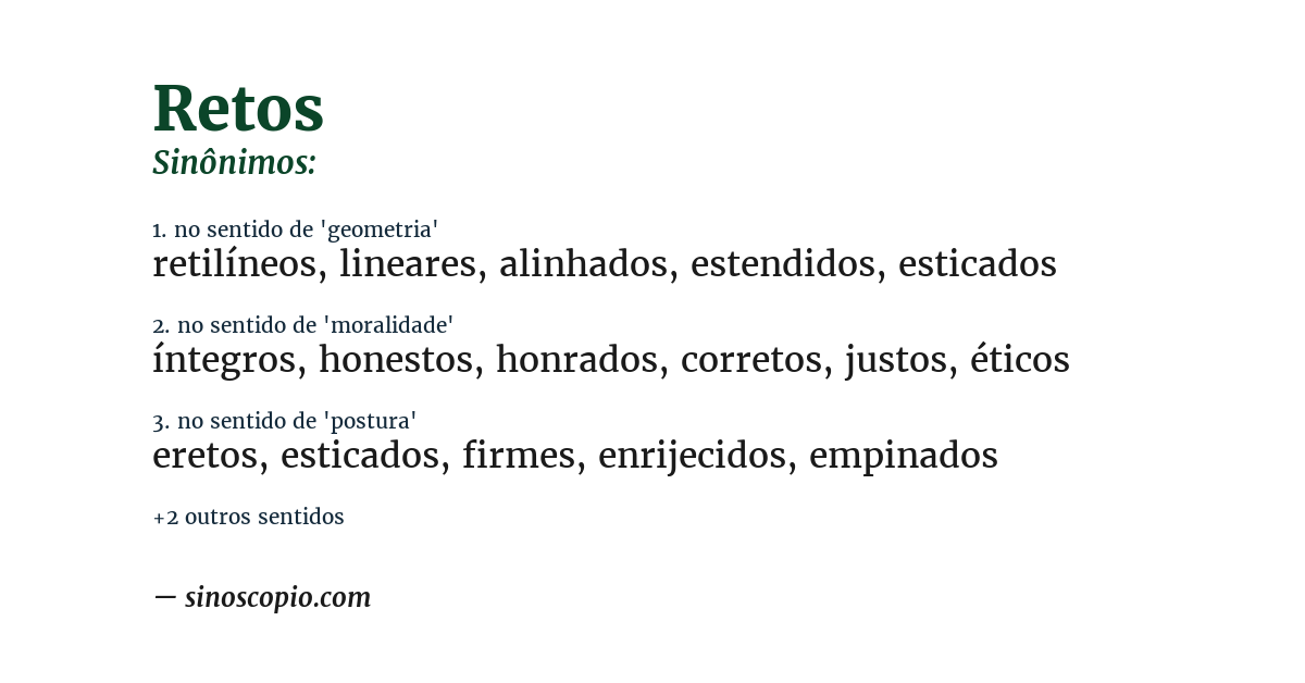 Sinônimo de retos
