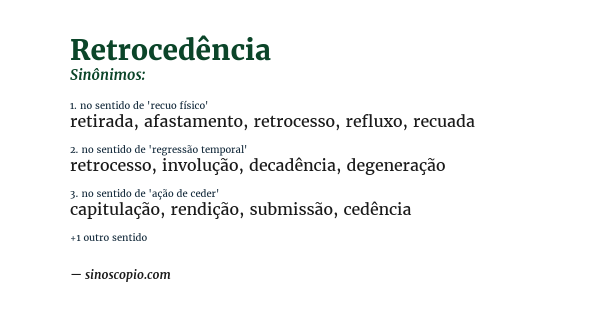 Sinônimo de retrocedência