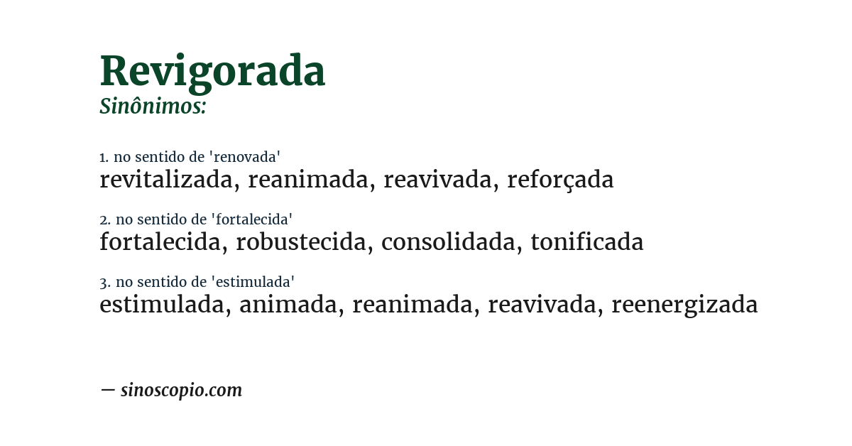 Sinônimo de revigorada