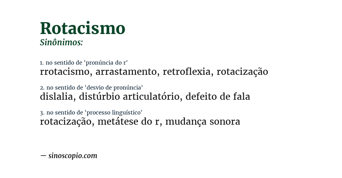 Sinônimo de rotacismo