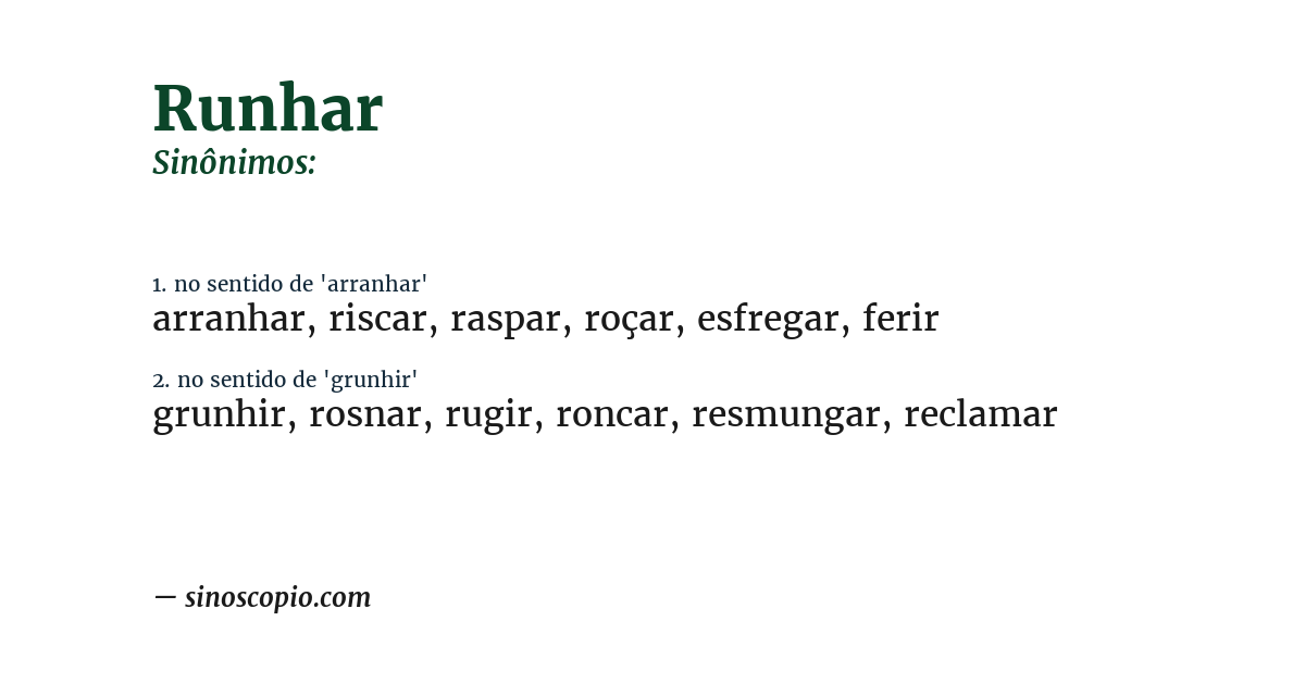Sinônimo de runhar