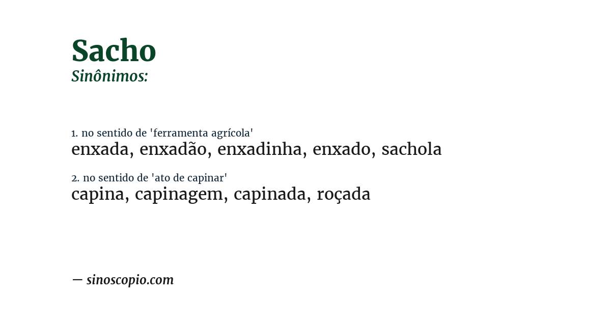 Sinônimo de sacho