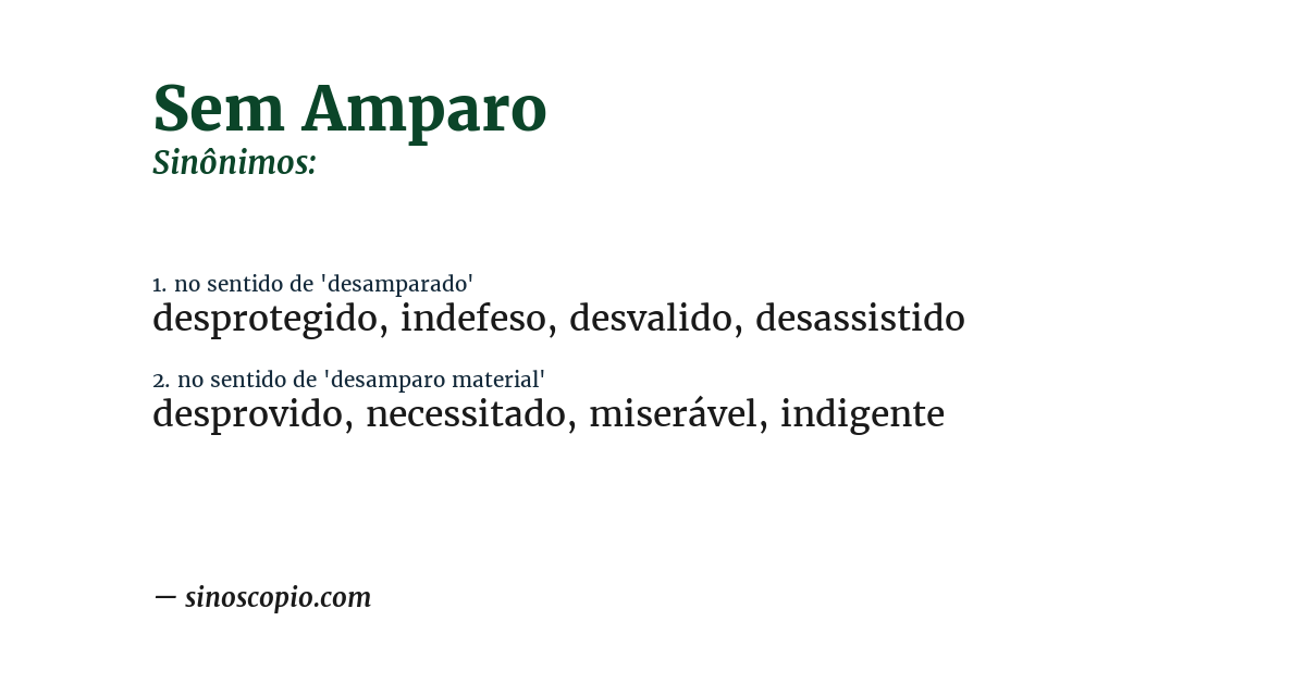 Sinônimo de sem amparo