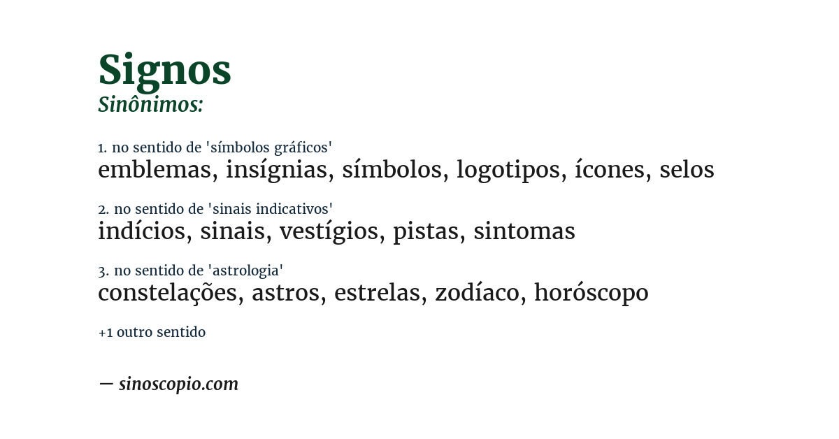 Sinônimo de signos