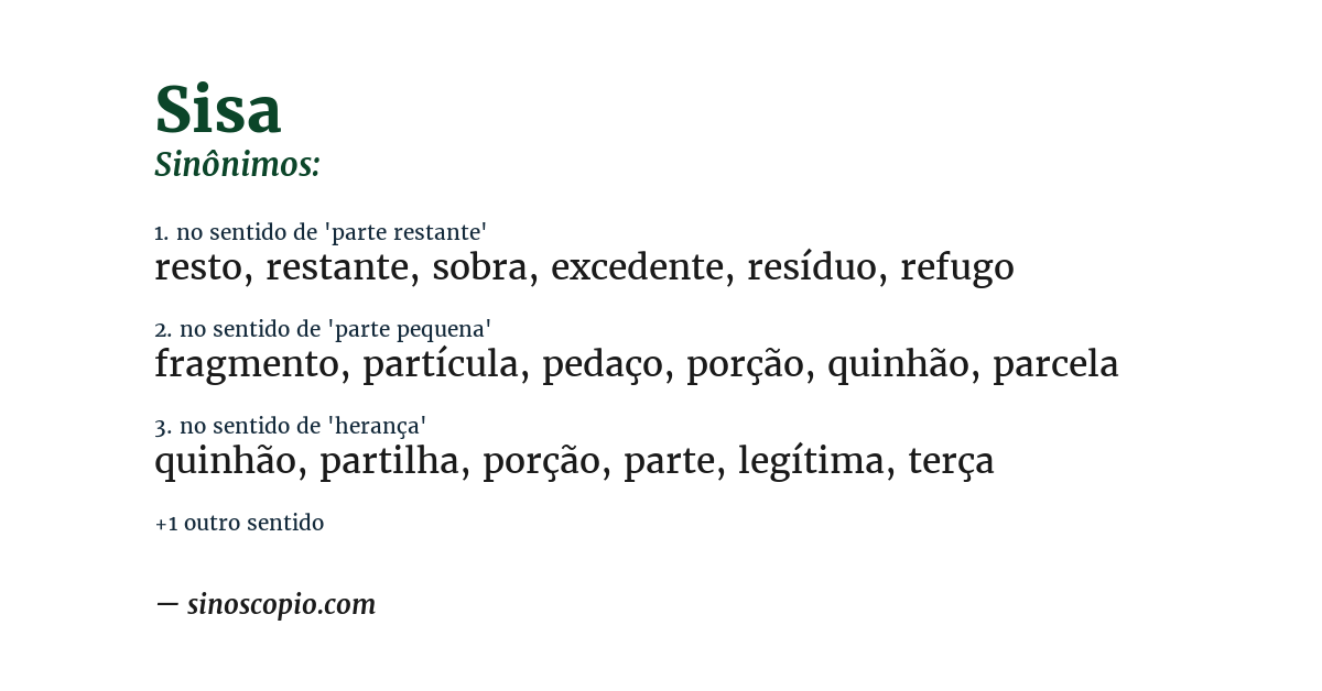 Sinônimo de sisa