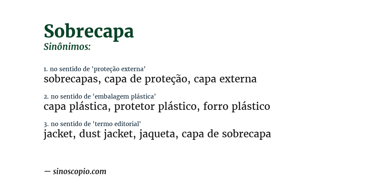 Sinônimo de sobrecapa