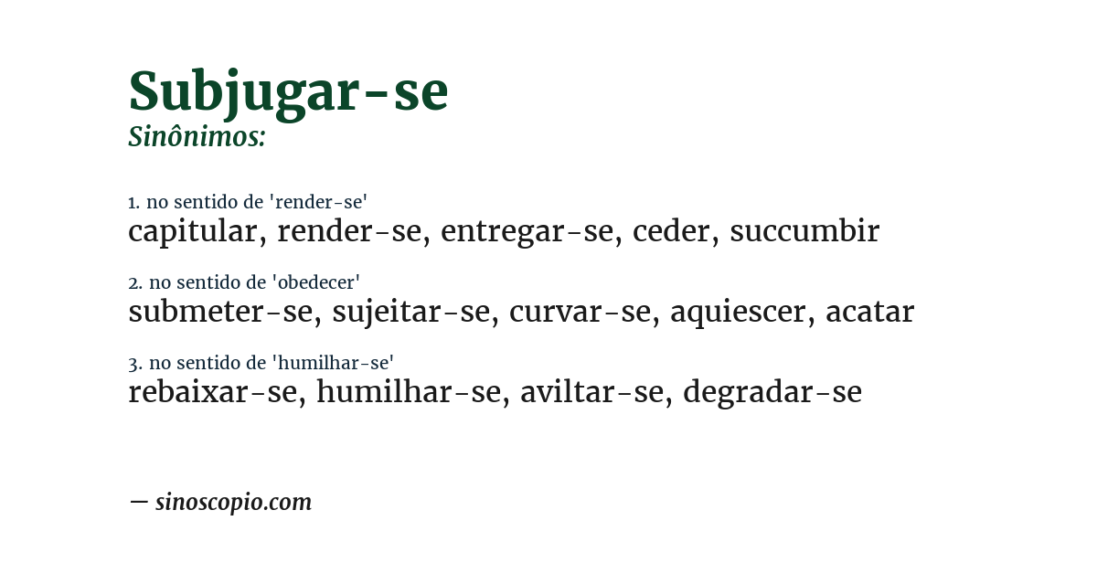 Sinônimo de subjugar-se