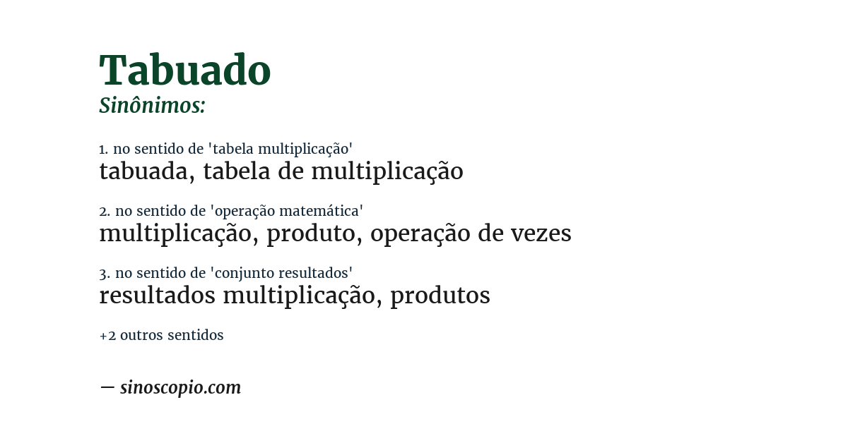 Sinônimo de tabuado