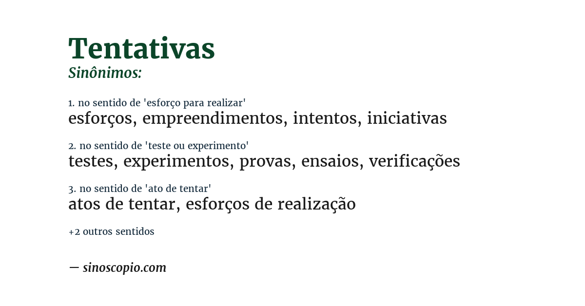 Sinônimo de tentativas