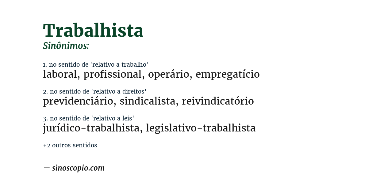 Sinônimo de trabalhista