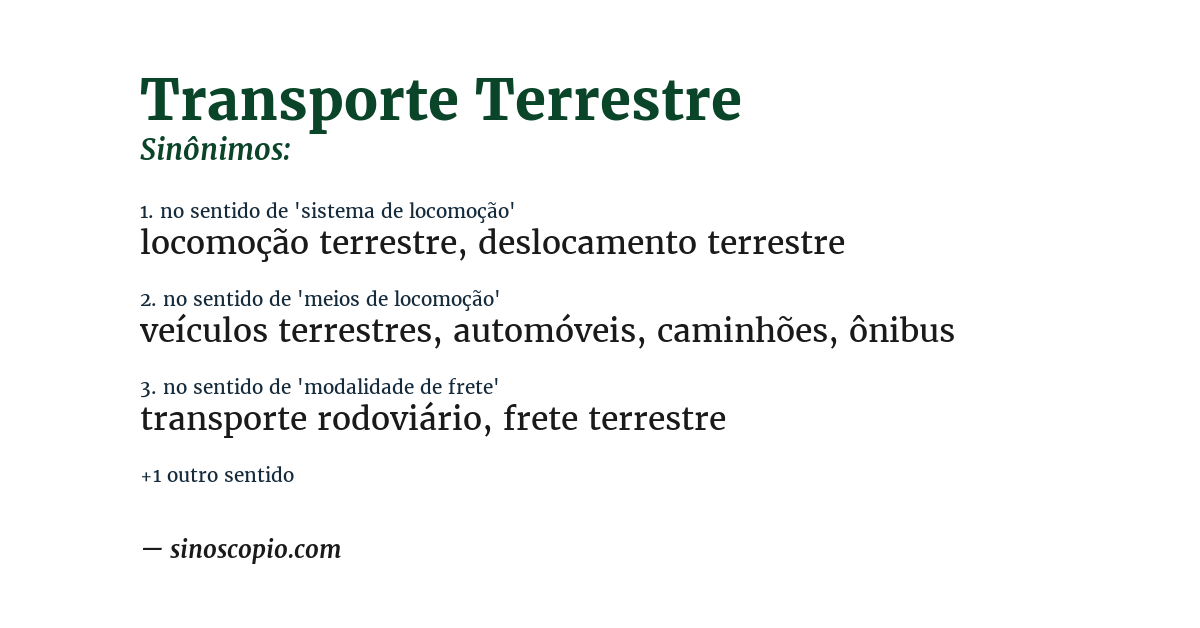 Sinônimo de transporte terrestre