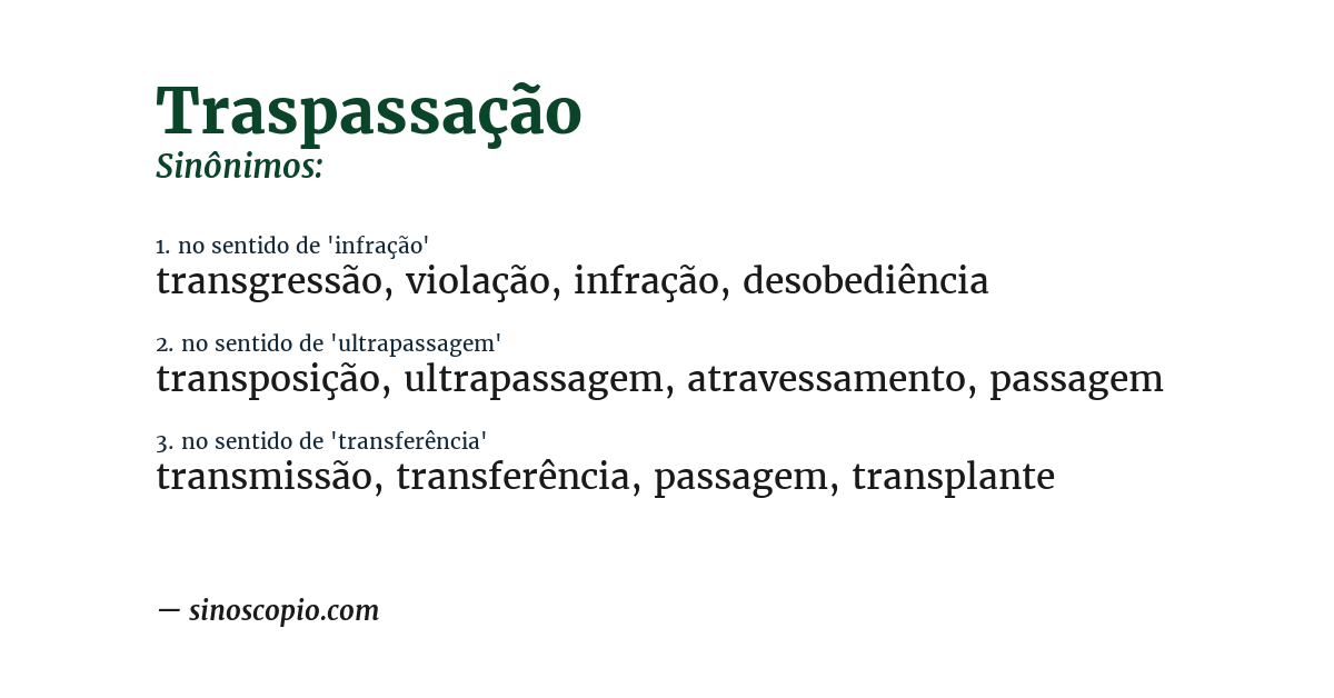 Sinônimo de traspassação