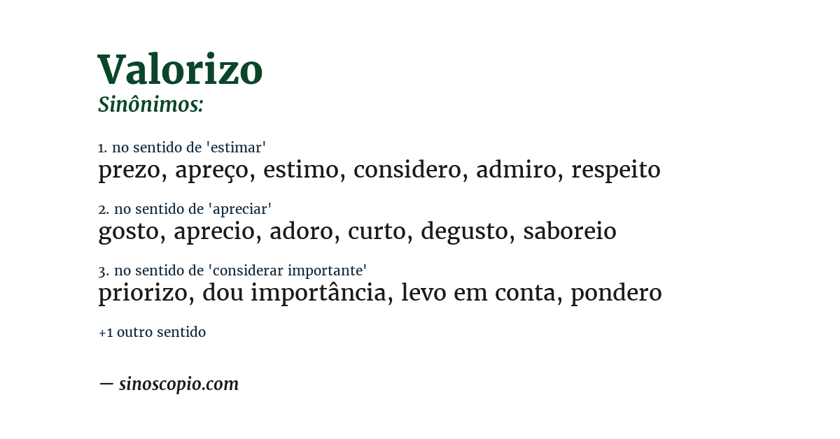 Sinônimo de valorizo