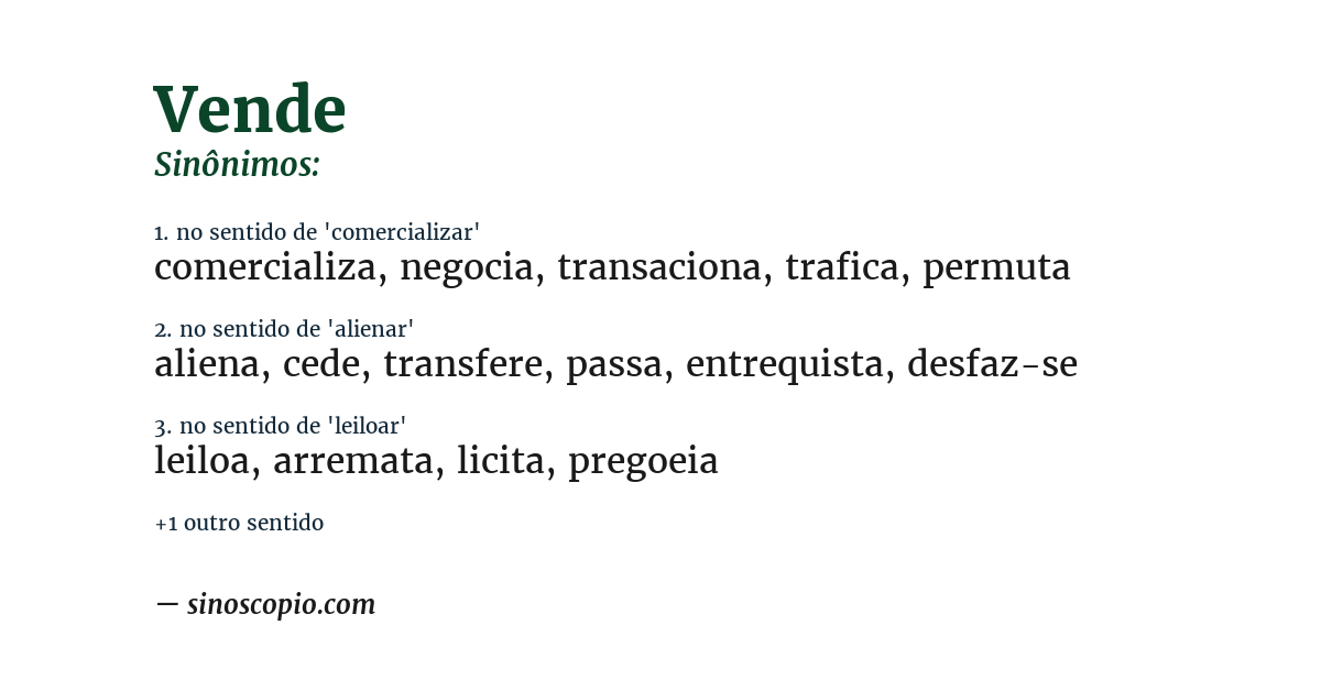 Sinônimo de vende