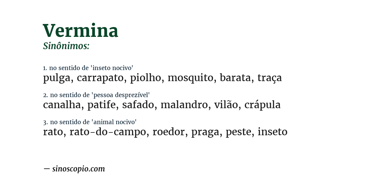Sinônimo de vermina