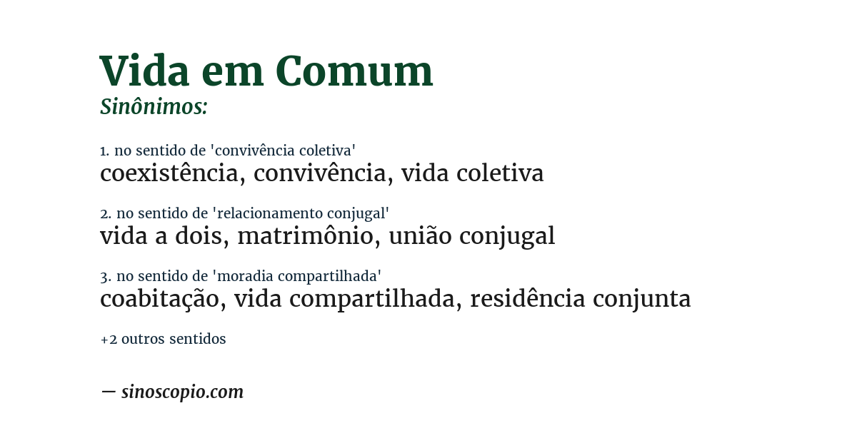 Sinônimo de vida em comum