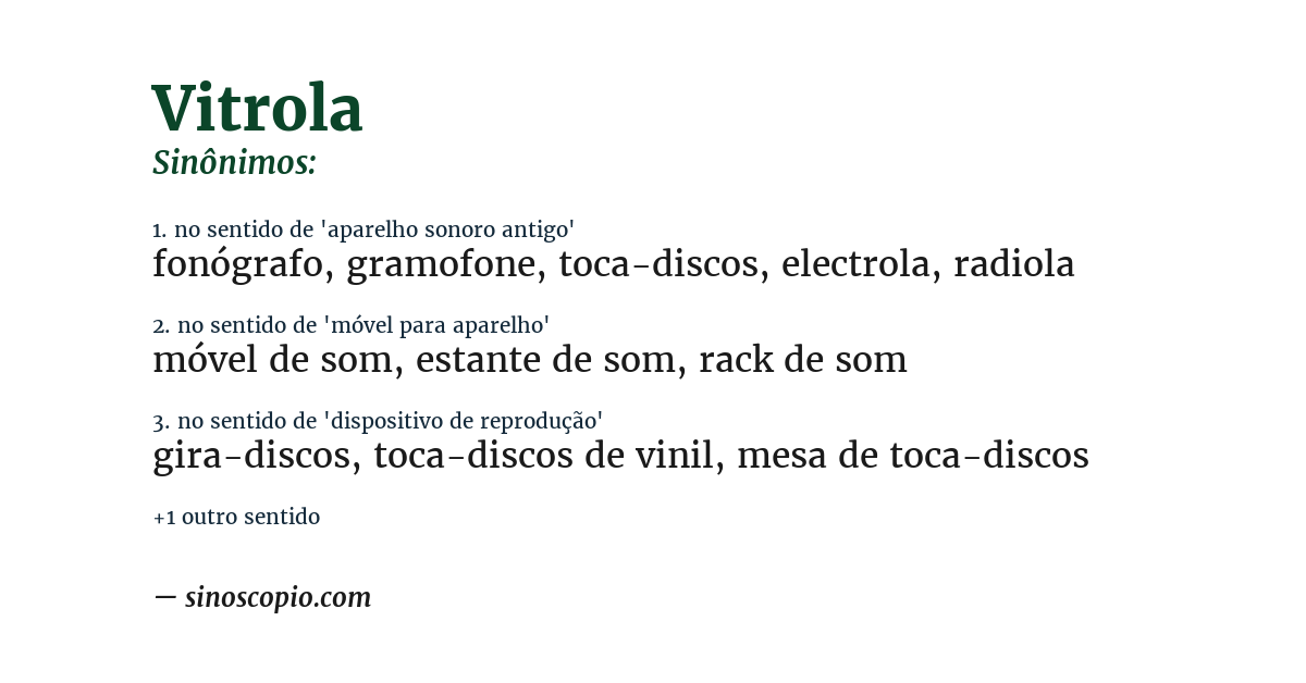 Sinônimo de vitrola