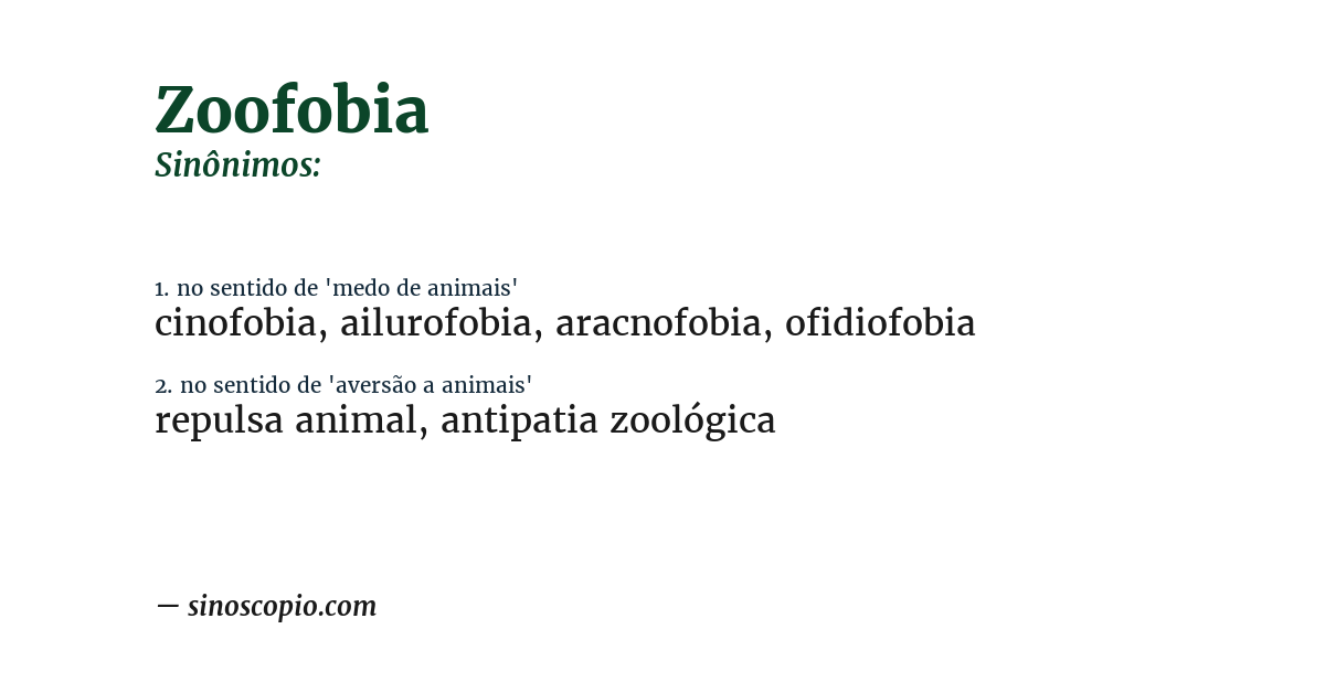 Sinônimo de zoofobia