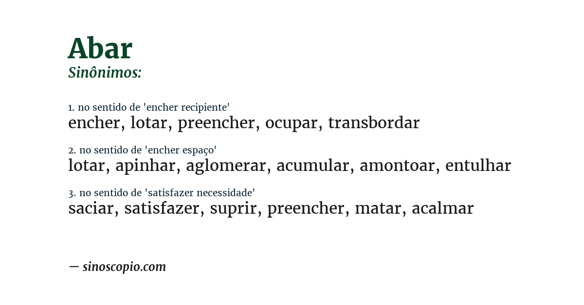 Sinônimo de abar